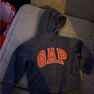 GAP Kids Charcoal Hoodie with Vibrant Orange Logo